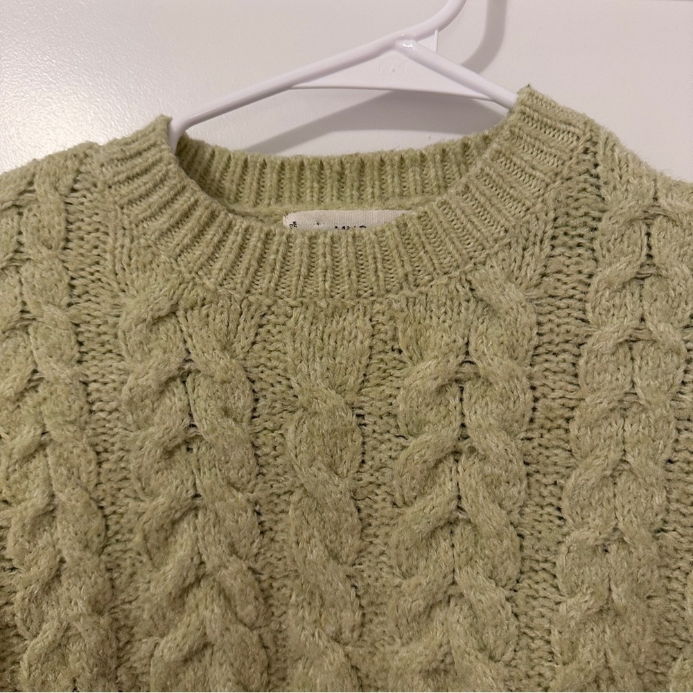 Mango Cable Knit Light Green Sweater Size Extra Small XS Women’s - Picture 4 of 8